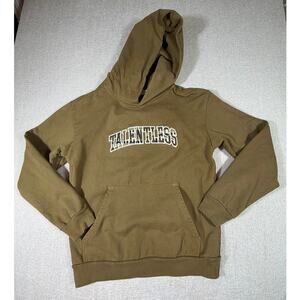 Talentless Men Tan Med Embroidered Hoodie Long Sleeve Minimalist Y2K Streetwear